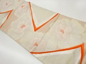 重ね色紙に牡丹模様織出し袋帯